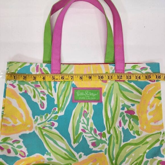 Lily Pulitzer For Estee Lauder Tropical Lemon Print Large Tote Bag - Picture 6 of 12